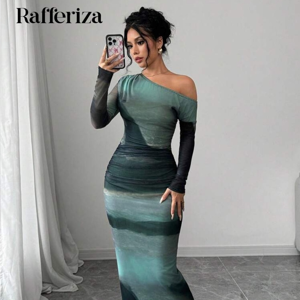 SHEIN Green One Shoulder Bodycon Dress